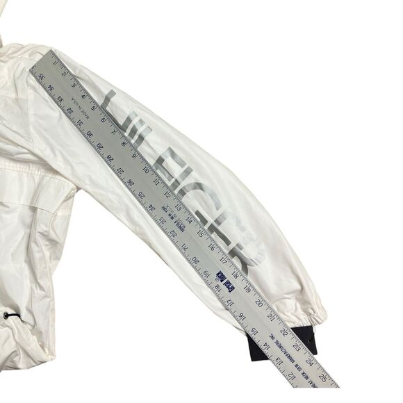 Tommy Hilfiger Windbreaker L White Spellout Hooded Half Zip Jacket Nylon - Picture 8 of 13